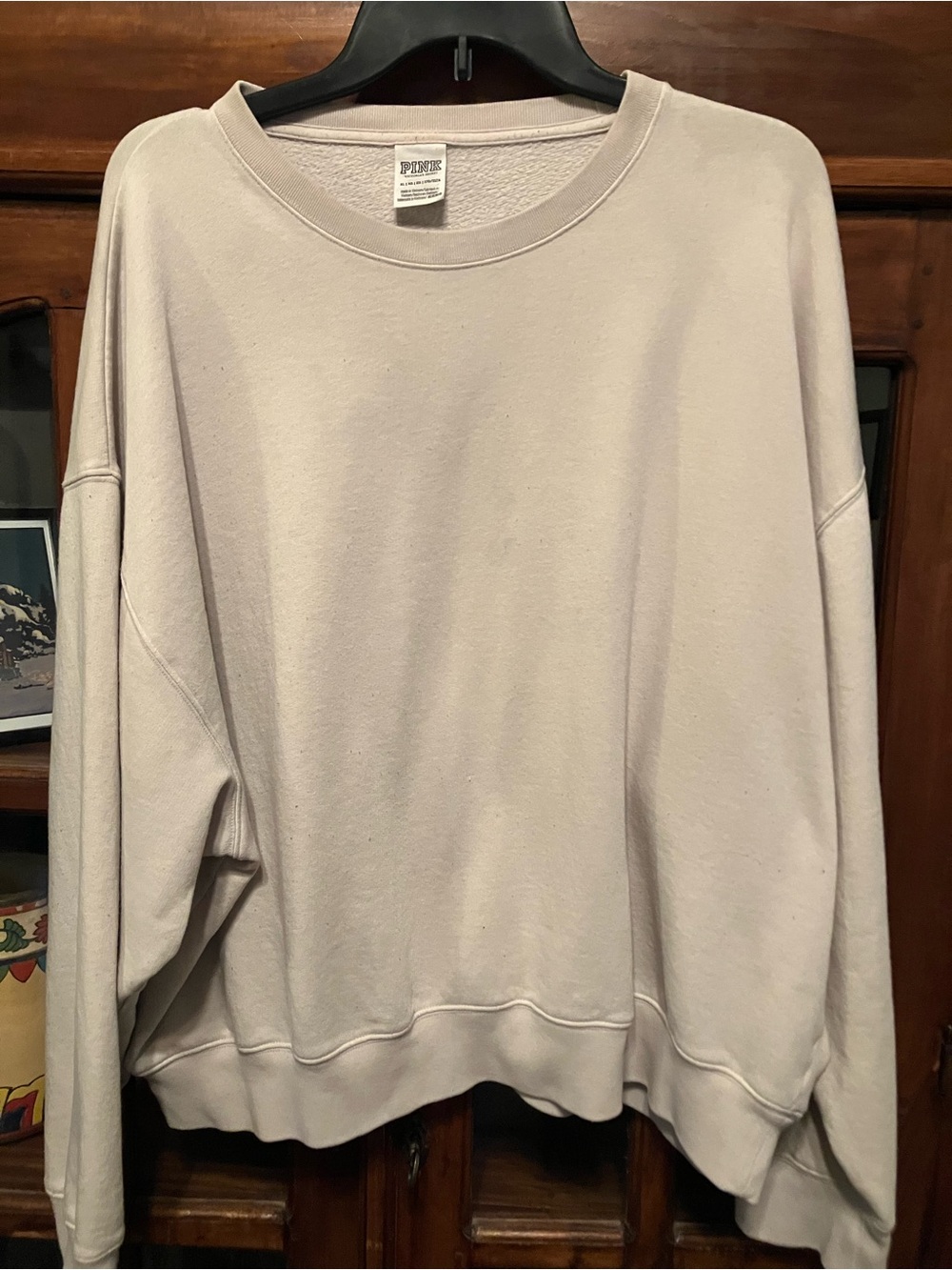 PINK Victoria's Secret Lightweight Crewneck Sweater in Soft Cream